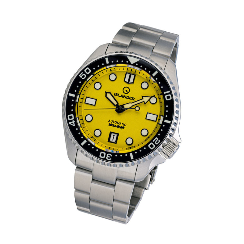 Manufacturer Refurbished - Islander Automatic Dive Watch with Solid-Link Bracelet, AR Sapphire Crystal, Luminous Ceramic Bezel Insert #ISL-08