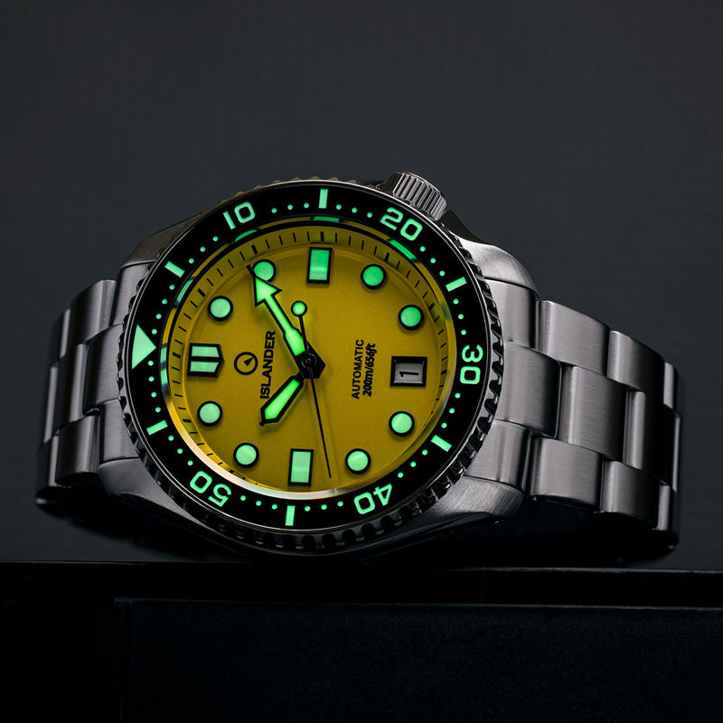 Islander Automatic Dive Watch with Yellow Dial and Luminous Ceramic Bezel Insert #ISL-08