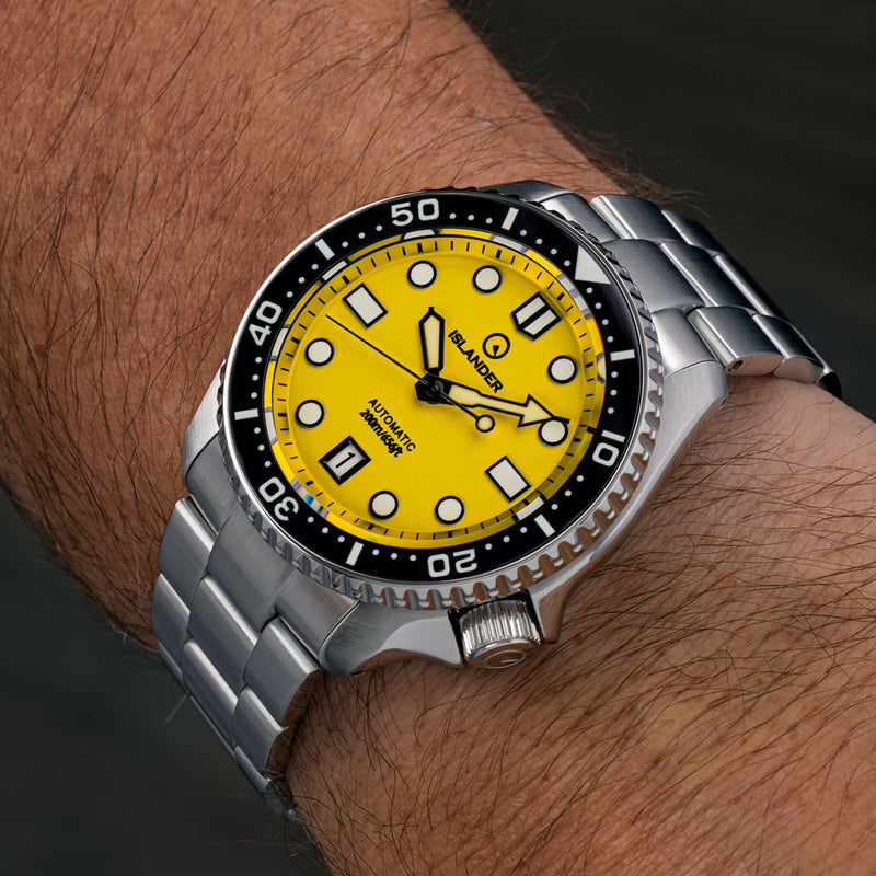 Islander Automatic Dive Watch with Yellow Dial and Luminous Ceramic Bezel Insert #ISL-08