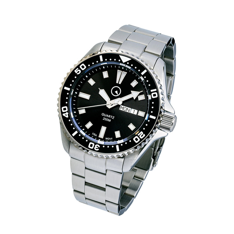 Islander USA Assembled Quartz Dive Watch with Black Dial #ISL-100- Tilt