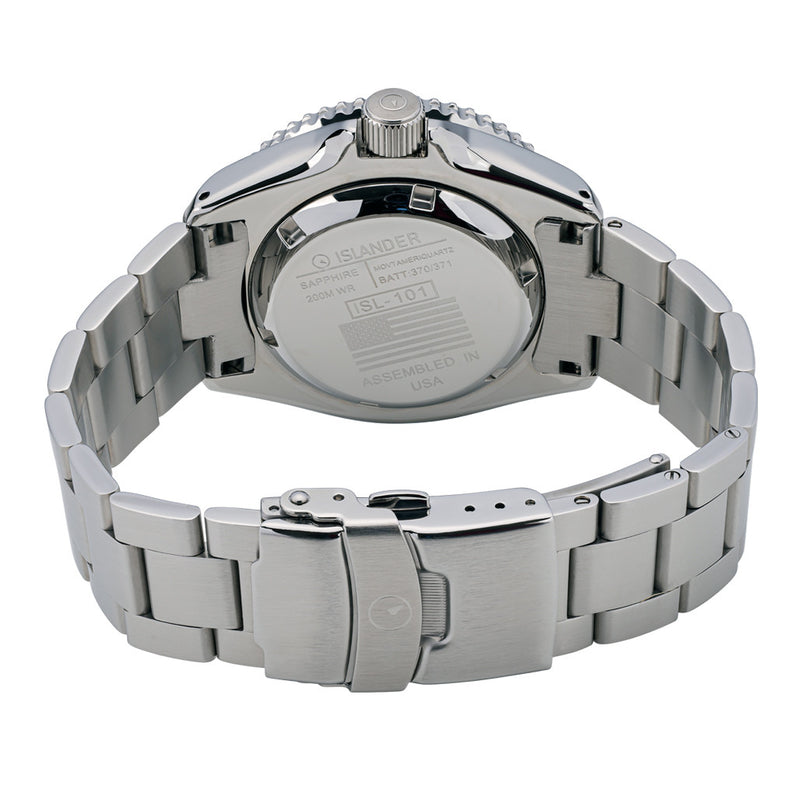 Islander USA Assembled Quartz Dive Watch with Blue Dial #ISL-101 back