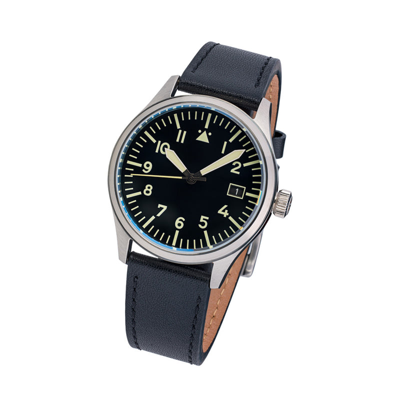 Islander 39mm Automatic Pilot watch with Black Dial and Sapphire Crystal #ISL-102 tilt
