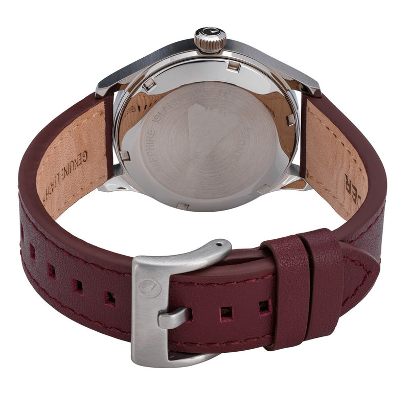 Islander 39mm Automatic Pilot watch with Maroon Dial and Sapphire Crystal #ISL-103 back
