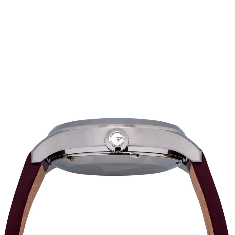 Islander 39mm Automatic Pilot watch with Maroon Dial and Sapphire Crystal #ISL-103 crown