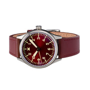 Islander 39mm Automatic Pilot watch with Maroon Dial and Sapphire Crystal #ISL-103 side