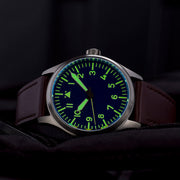 Islander 39mm Automatic Pilot watch with Blue Dial and Sapphire Crystal #ISL-104 lume