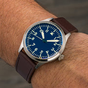 Islander 39mm Automatic Pilot watch with Blue Dial and Sapphire Crystal #ISL-104 wrist
