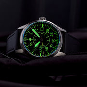 Islander 39mm Automatic Pilot watch with Black Dial and Sapphire Crystal #ISL-108 lume