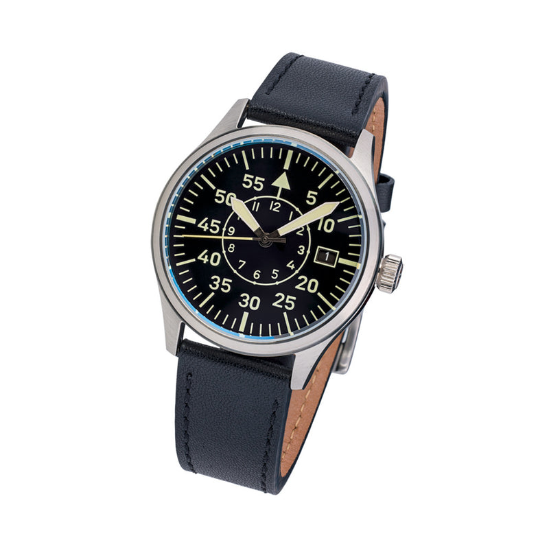 Islander 39mm Automatic Pilot watch with Black Dial and Sapphire Crystal #ISL-108 tilt