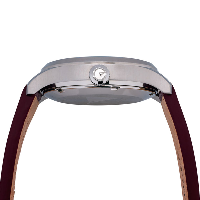 Islander 39mm Automatic Pilot watch with Maroon Dial and Sapphire Crystal #ISL-109 crown
