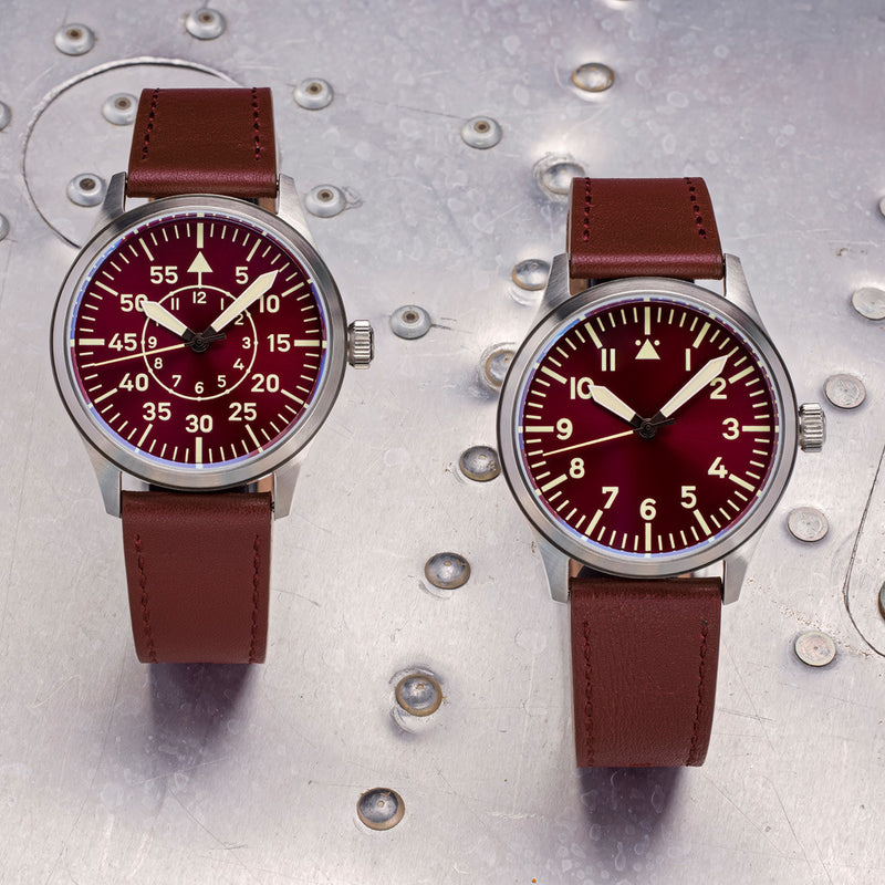 Islander 39mm Automatic Pilot watch with Maroon Dial and Sapphire Crystal #ISL-109 lifestyle