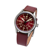 Islander 39mm Automatic Pilot watch with Maroon Dial and Sapphire Crystal #ISL-109 tilt