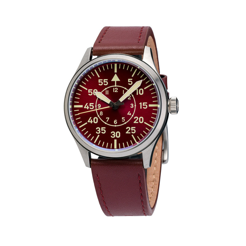 Islander 39mm Automatic Pilot watch with Maroon Dial and Sapphire Crystal #ISL-109
