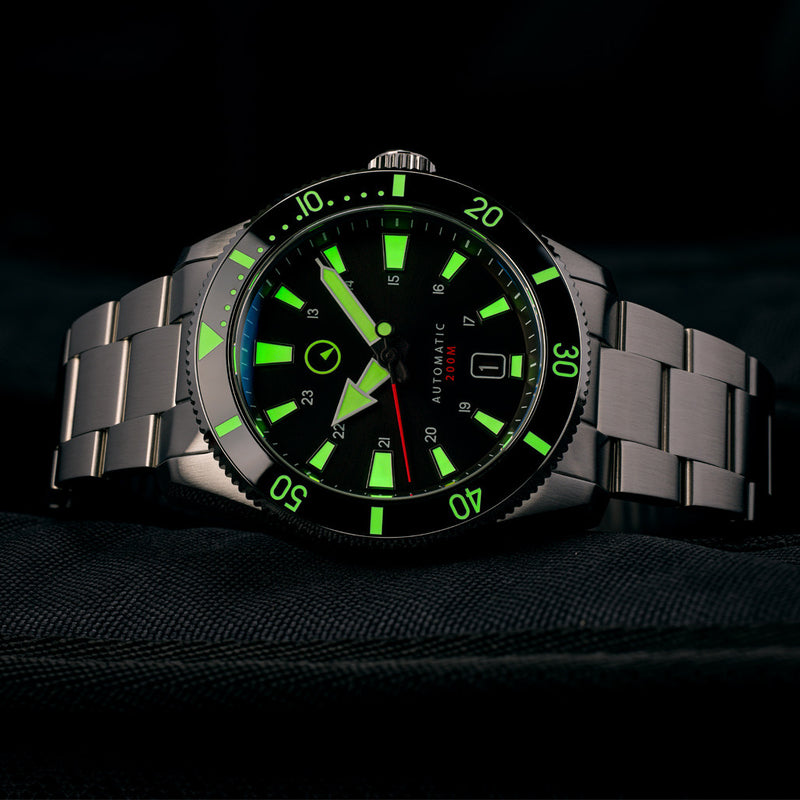 Islander Southold 42mm Automatic Dive Watch with Black Dial #ISL-114 lume