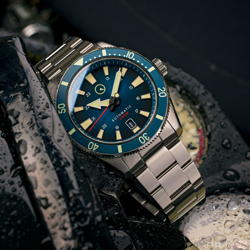 Islander Southold 42mm Automatic Dive Watch with Blue Ombre Dial #ISL-115 lifestyle
