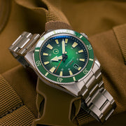 Islander Southold 42mm Automatic Dive Watch with Green Ombre Dial #ISL-117 lifestyle