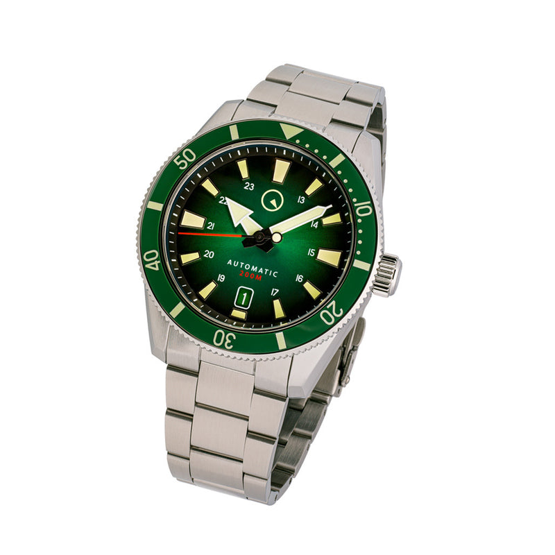 Islander Southold 42mm Automatic Dive Watch with Green Ombre Dial #ISL-117 tilt