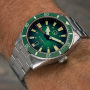 Islander Southold 42mm Automatic Dive Watch with Green Ombre Dial #ISL-117 wrist
