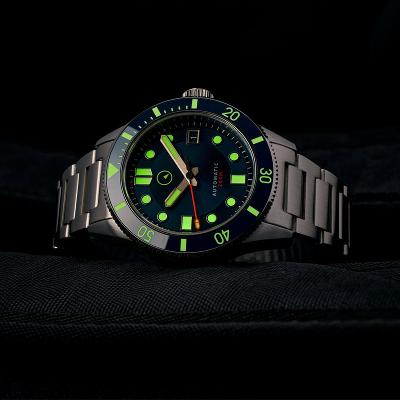 Islander Bayport 40mm Automatic Dive Watch with Blue Dial #ISL-120 lume