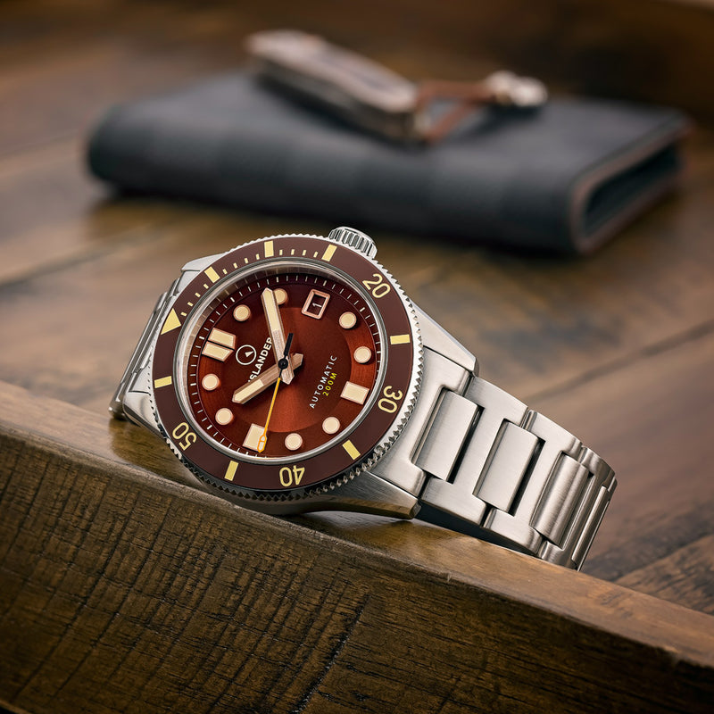 Islander Bayport 40mm Automatic Dive Watch with Brown Dial #ISL-121 lifestyle
