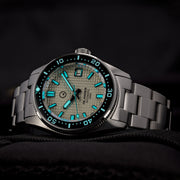Islander 38mm Automatic Dive Watch with Grey Waffle Dial and Blue Accents #ISL-125 Lume