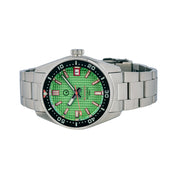 Islander 38mm Automatic Dive Watch with Green Waffle Dial and Red Accents #ISL-126 Side