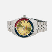 Islander 38mm Automatic Dive Watch with Sunburst Gold Dial and Maroon Accents #ISL-127