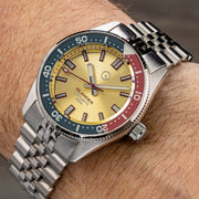 Islander 38mm Automatic Dive Watch with Sunburst Gold Dial and Maroon Accents #ISL-127
