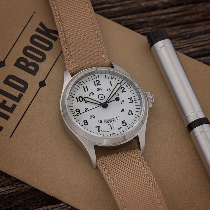 Islander ISL-129 "DAY-T" Automatic Field Watch with White Dial and Day-Date Lifestyle