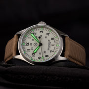 Islander ISL-129 "DAY-T" Automatic Field Watch with White Dial and Day-Date Lume