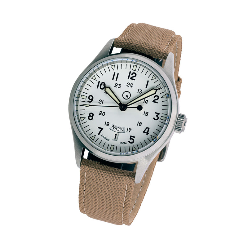 Islander ISL-129 "DAY-T" Automatic Field Watch with White Dial and Day-Date Tilt