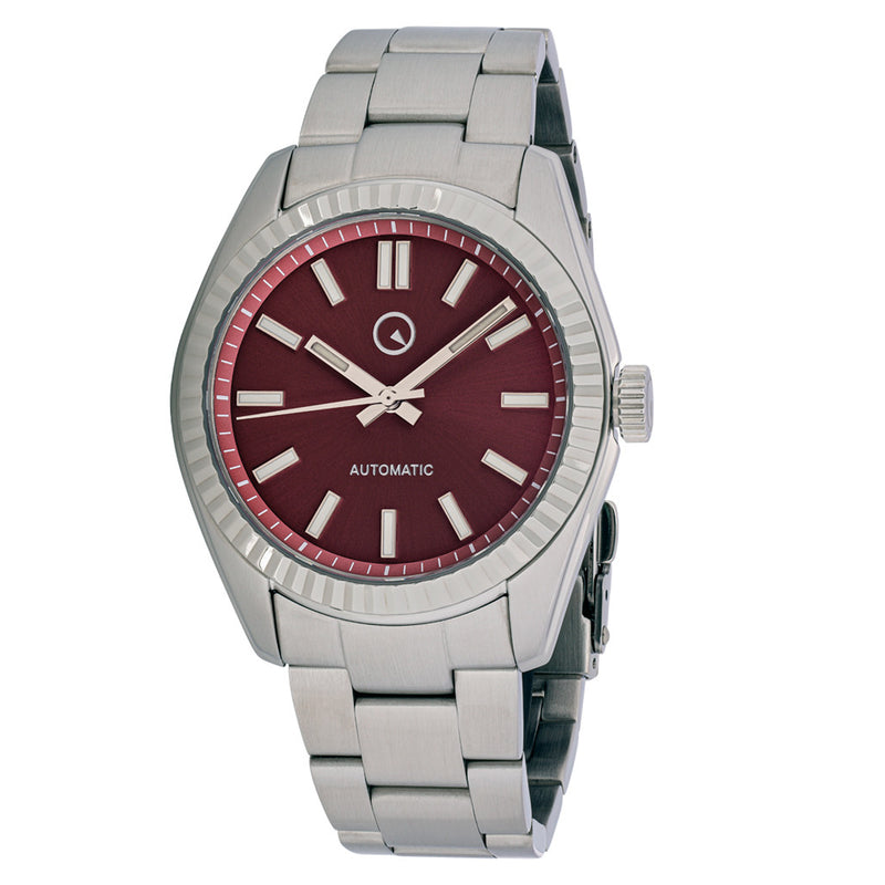 Islander Hi-Beat Automatic Dress Watch with Sunburst Cherry Red Dial Zoom