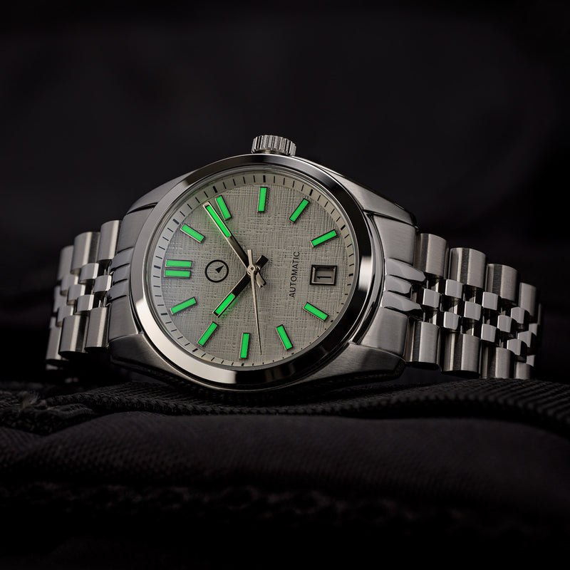 Islander Hi-Beat Automatic Dress Watch with Linen Dial #ISL-131 Lume