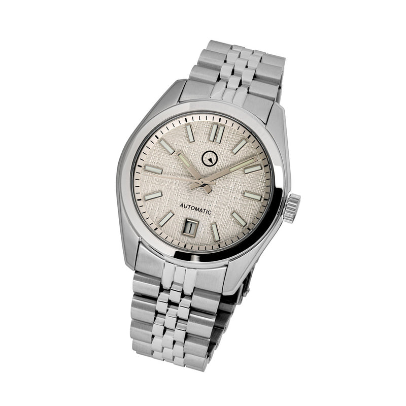 Islander Hi-Beat Automatic Dress Watch with Linen Dial #ISL-131 Tilt
