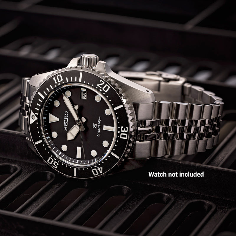 Islander 20mm Brushed and Polished Solid-Link Bracelet for Seiko 41mm Solar Dive Watch #BRAC-132
