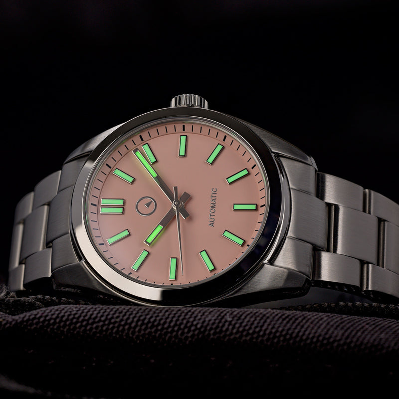 Islander Hi-Beat Automatic Dress Watch with Cotton Candy Dial Lime