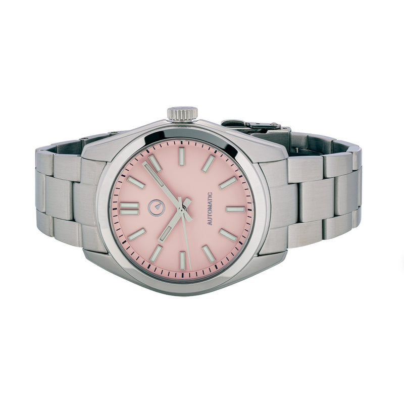 Islander Hi-Beat Automatic Dress Watch with Cotton Candy Dial Side