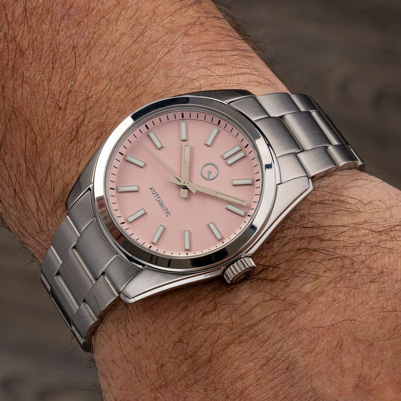 Islander Hi-Beat Automatic Dress Watch with Cotton Candy Dial Wrist