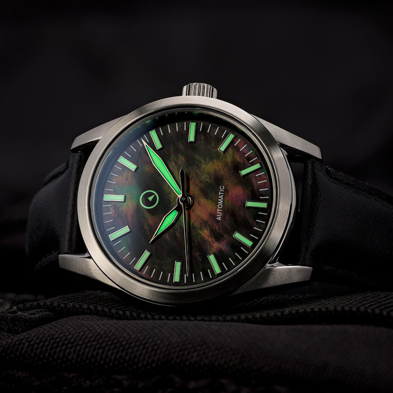 Islander Automatic Watch with Black Mother of Pearl Dial #ISL-133 Lume