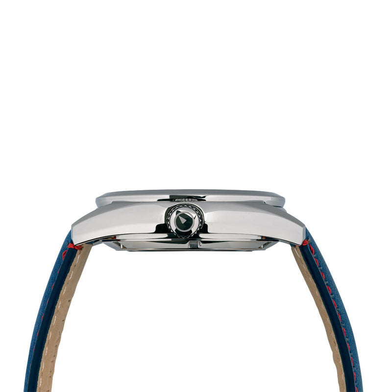 Islander Automatic Watch with Sunburst Blue Dial and Red Accents #ISL-134 Crown