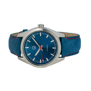 Islander Automatic Watch with Sunburst Blue Dial and Red Accents #ISL-134 Side