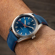 Islander Automatic Watch with Sunburst Blue Dial and Red Accents #ISL-134 Wrist