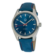 Islander Automatic Watch with Sunburst Blue Dial and Red Accents #ISL-134 Zoom