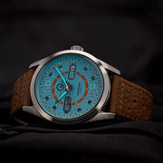 Islander Automatic Sport Watch with Blue and Orange Dial #ISL-136 lume