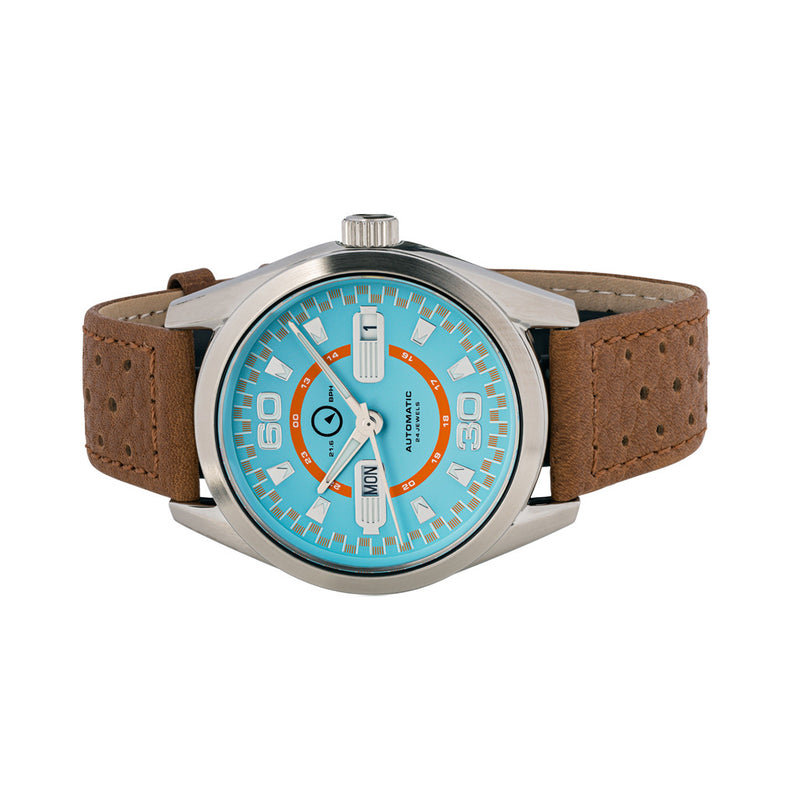 Islander Automatic Sport Watch with Blue and Orange Dial #ISL-136 side