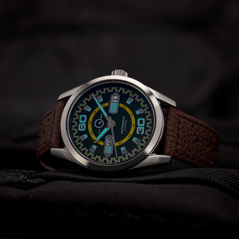 Islander Automatic Sport Watch with Green and Yellow Dial #ISL-137 Lume