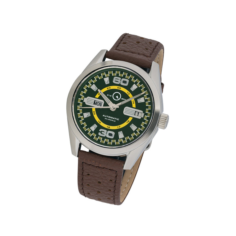 Islander Automatic Sport Watch with Green and Yellow Dial #ISL-137 Tilt