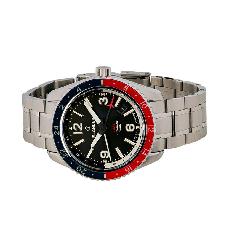 Islander Republic Swiss Automatic GMT Watch with Black Dial #ISL-138 side