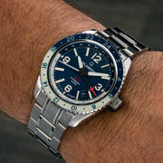 Islander Republic Swiss Automatic GMT Watch with Blue Dial #ISL-139 wrist