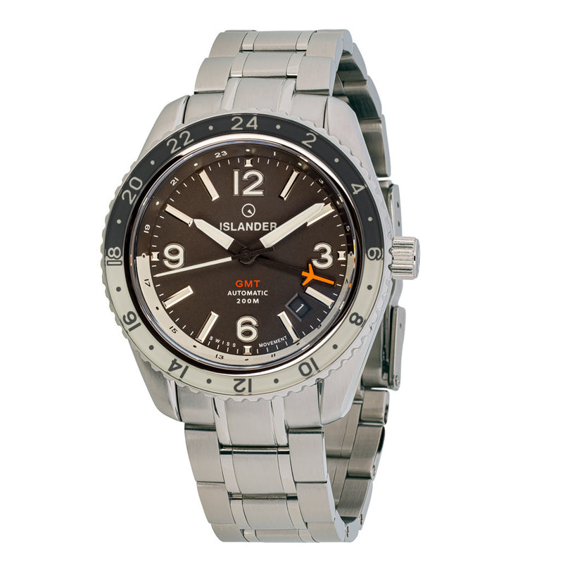 Islander Republic Swiss Automatic GMT Watch with Grey Dial #ISL-140 zoom